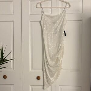 Elegant White Sequin Dress